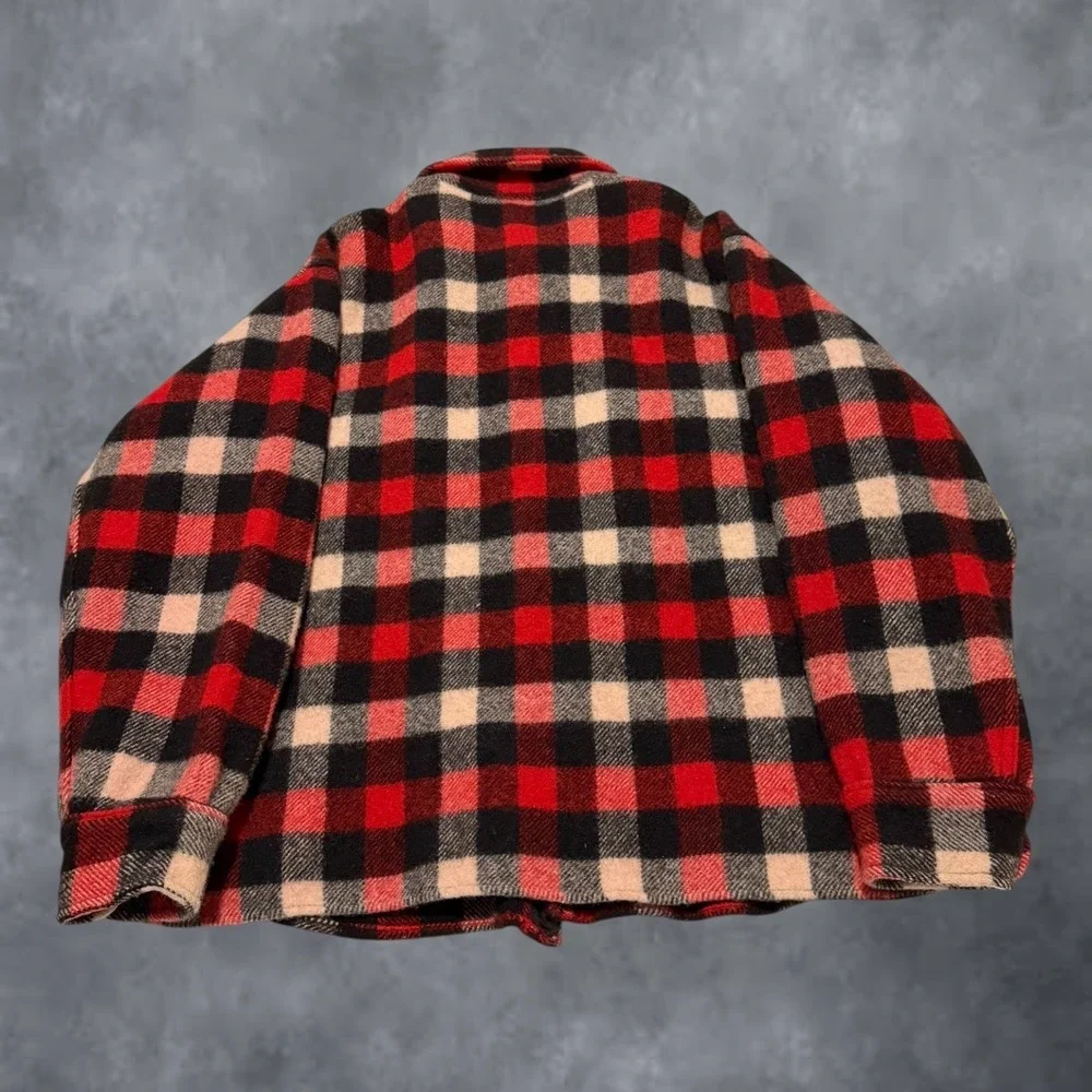 Vintage Woolrich Buffalo Plaid Wool Shirt Jacket Red Black Mens Size 18 Style 95